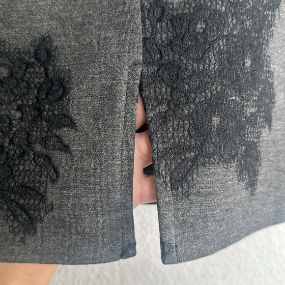 Anthropologie Maeve Grey Black Floral Lace Pencil Midi Skirt Womens Size Small - Picture 4 of 10